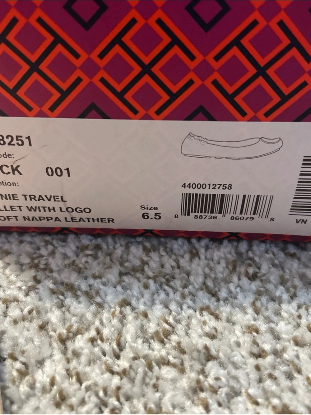 Tory Burch Black Leather Logo Ballet Flats EXCELLENT CONDITION